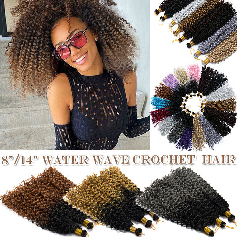 Hair Extensions Pre-Cilled Water Wave Crochet Braids Ombre 8-14 Inch