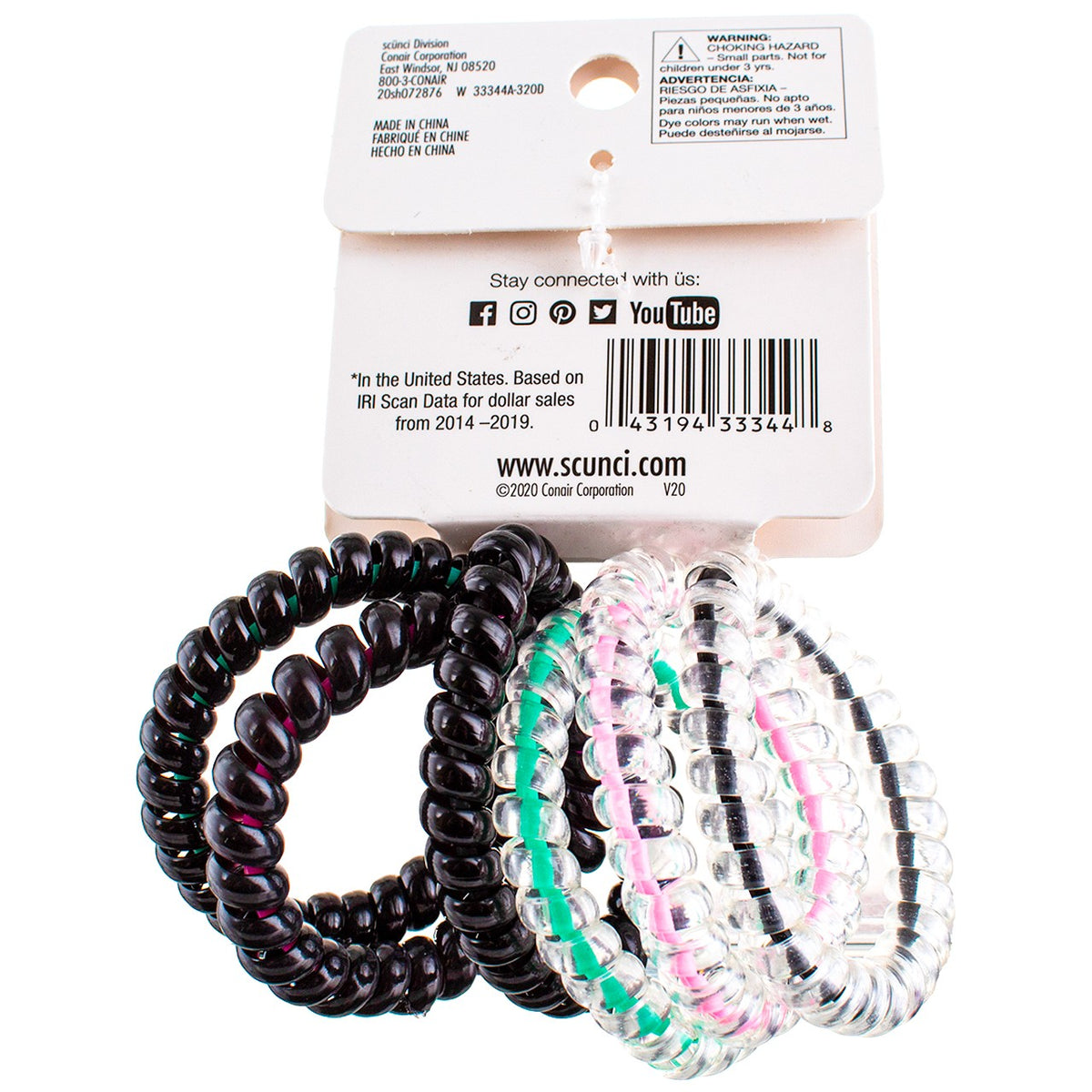 6 Pack Spiral Ponytail Holders - Assorted Colors, No-Dent Secure Hair Ties