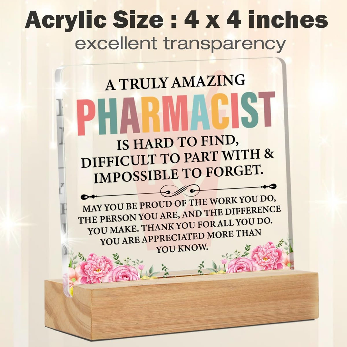 Pharmacist Appreciation Desk Sign - Space Themed Acrylic Plaque for Women & Techs