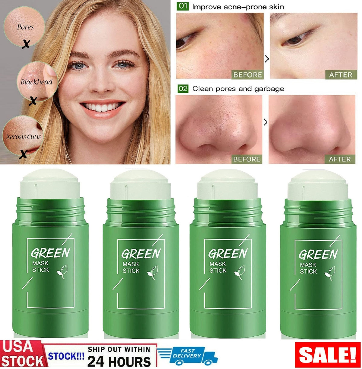 Green Tea Purifying Clay Stick Mask - Blackhead Remover