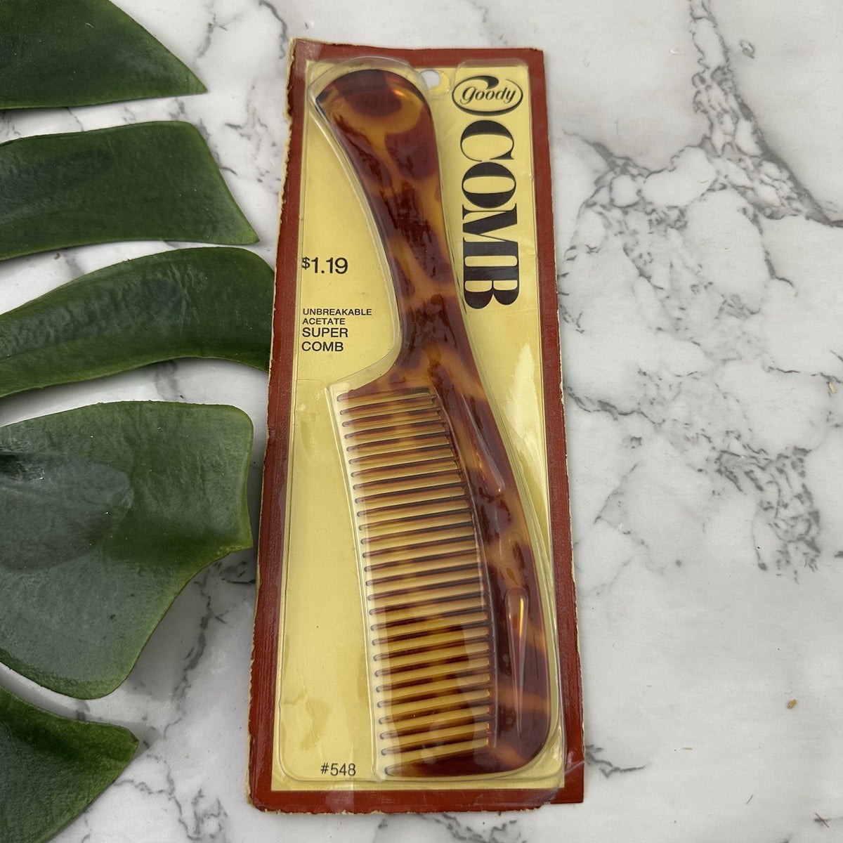 Vintage Goody Tortoise Shell Comb 1975 Unbreakable Acetate Hair Accessory