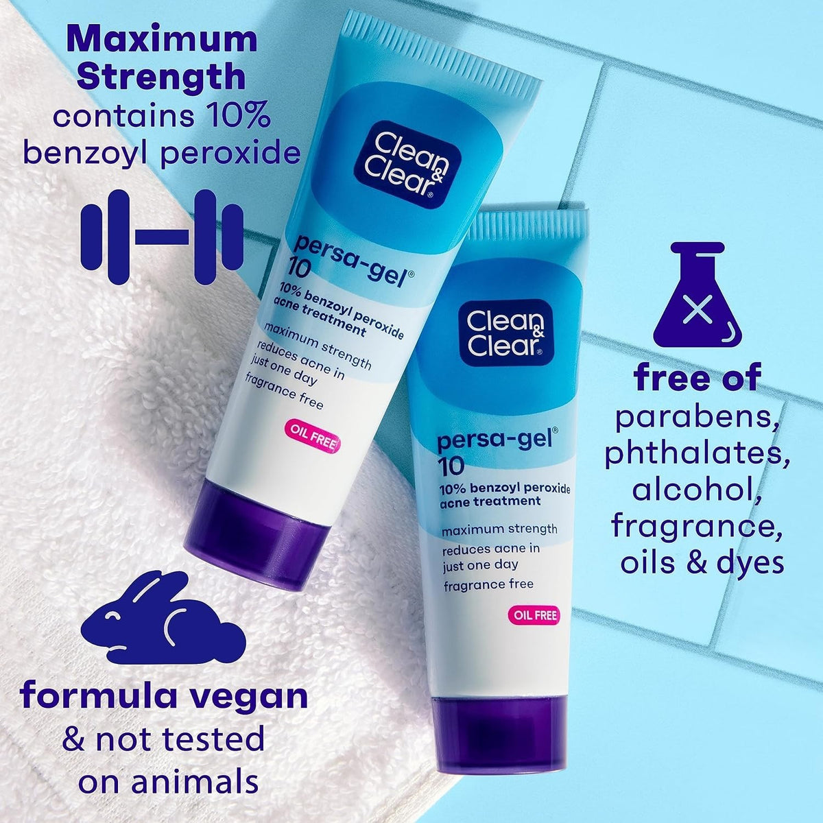 Maximum Strength 10% Benzoyl Peroxide Acne Spot Treatment Gel Fragrance-Free