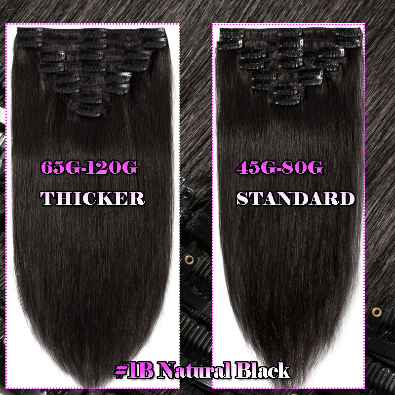 8pcs Clip-In Remy Human Hair Extensions Full Head - Brown Blonde Ombre