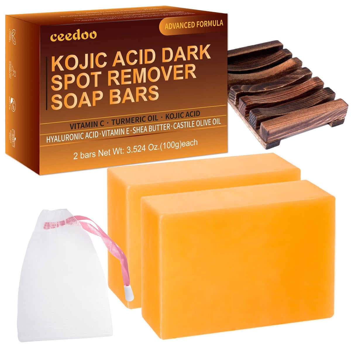 ceedoo Kojic Acid Soap for Dark Spot Remover Bars with 3.5 Ounce