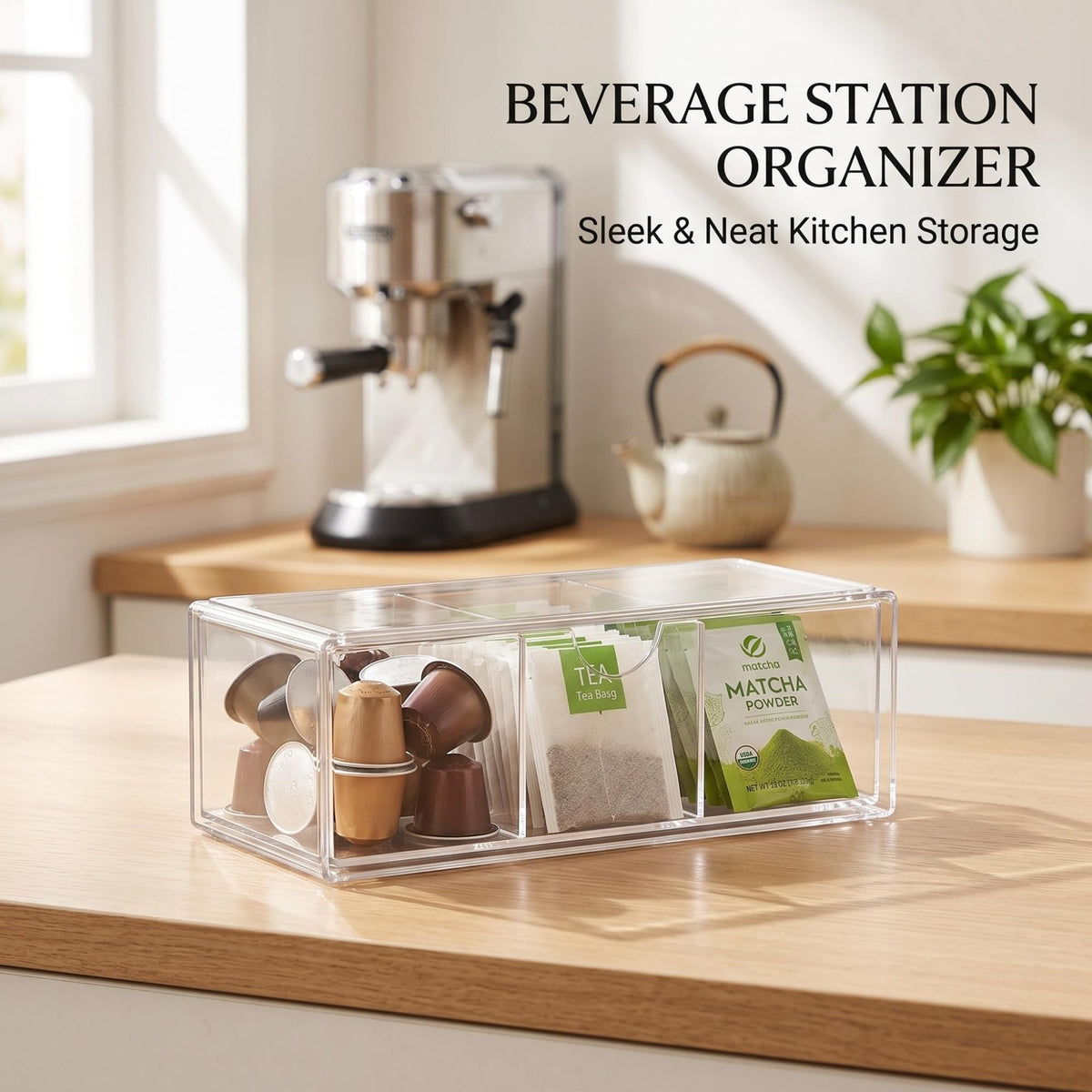 2-Layer Clear Makeup Organizer with Adjustable Dividers - Vanity Storage