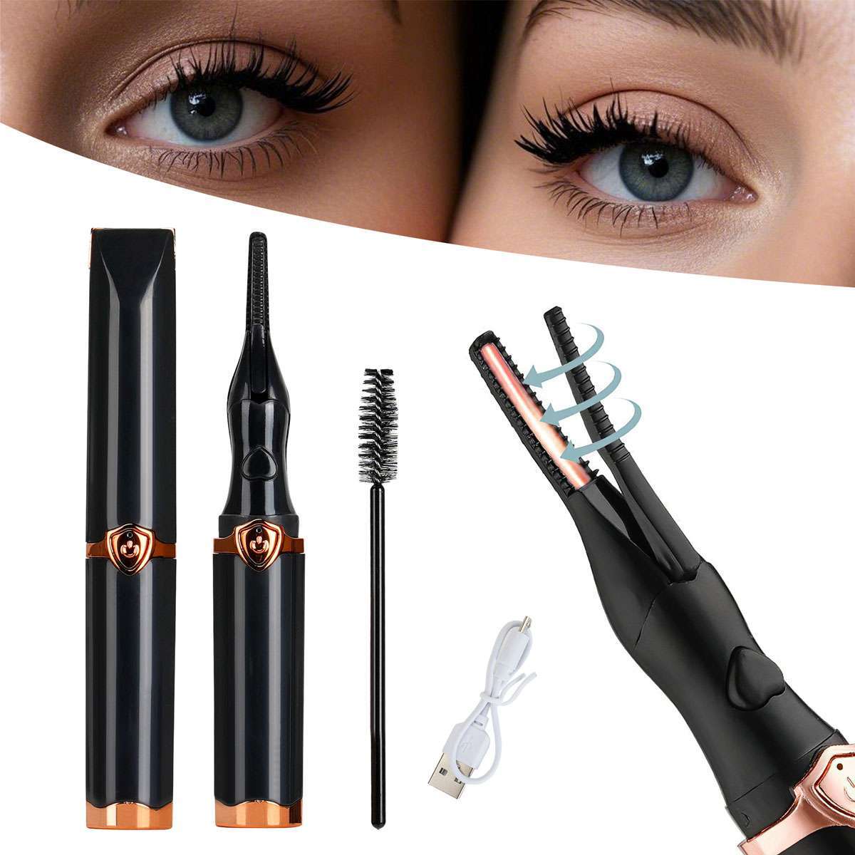 Rechargeable Heated Eyelash Curler with USB Charging and 3 Temperature Settings