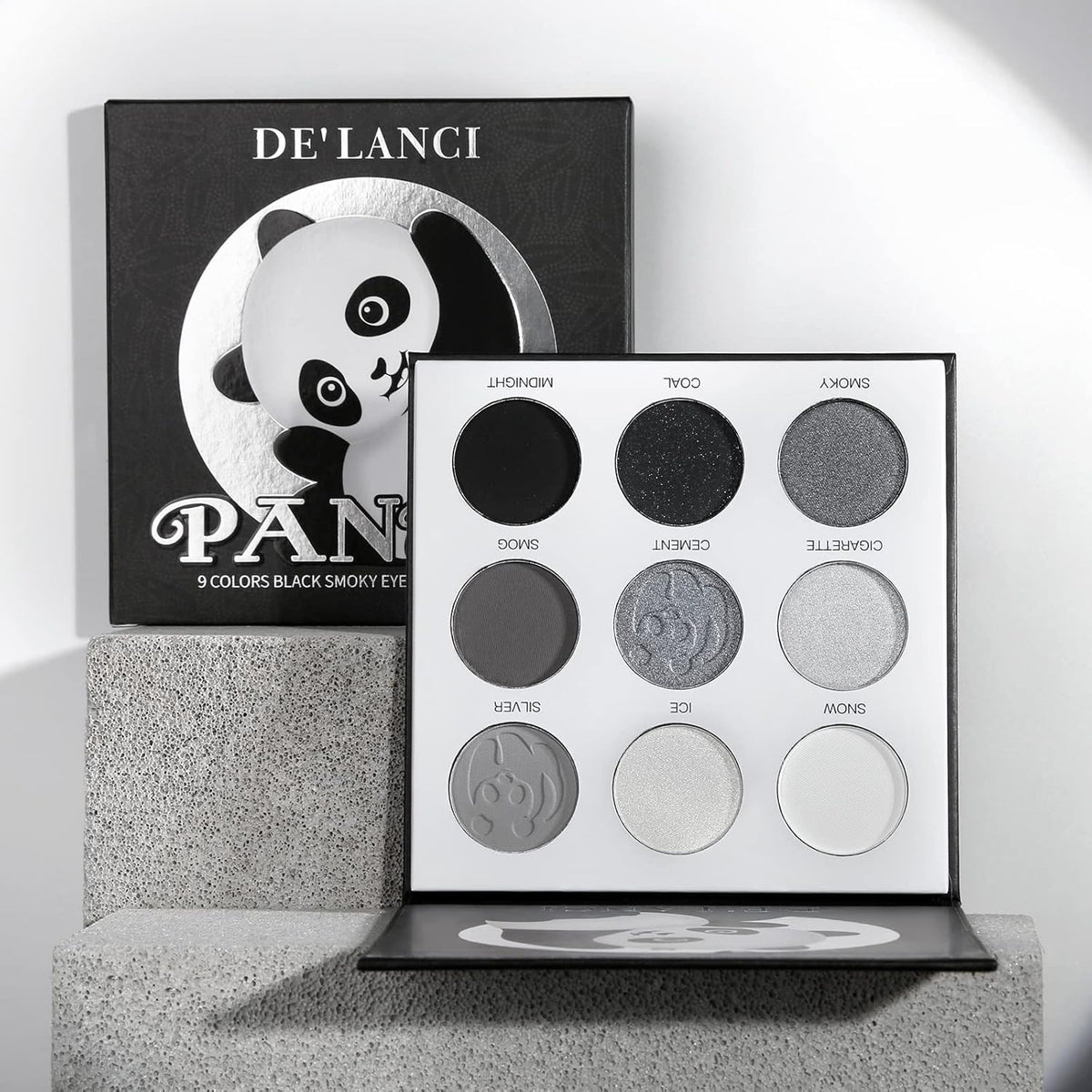 Smoky Eye Shadow Palette 9 Color Black Gray Matte Shimmer Glam Palette