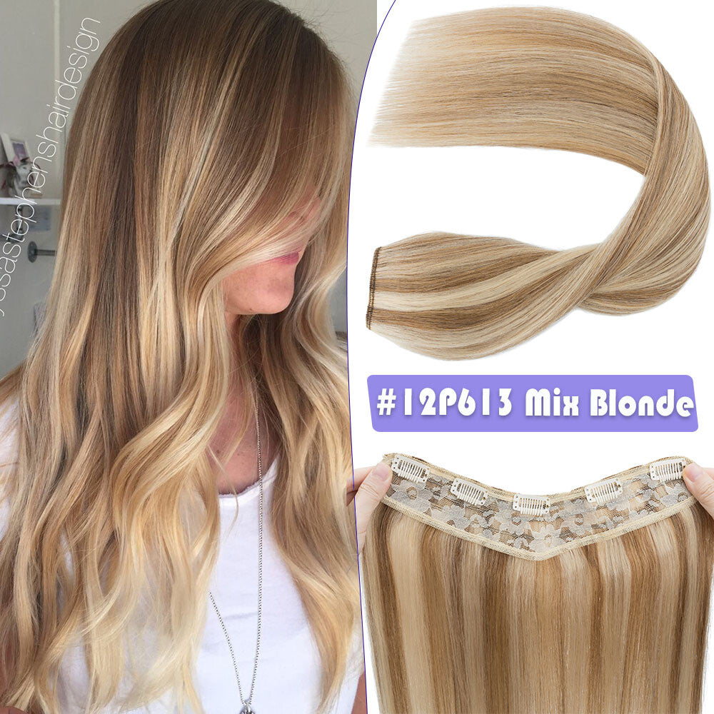 Remy Human Hair Extensions Clip-In One Piece Full Head Weft - Multiple Colors & Lengths