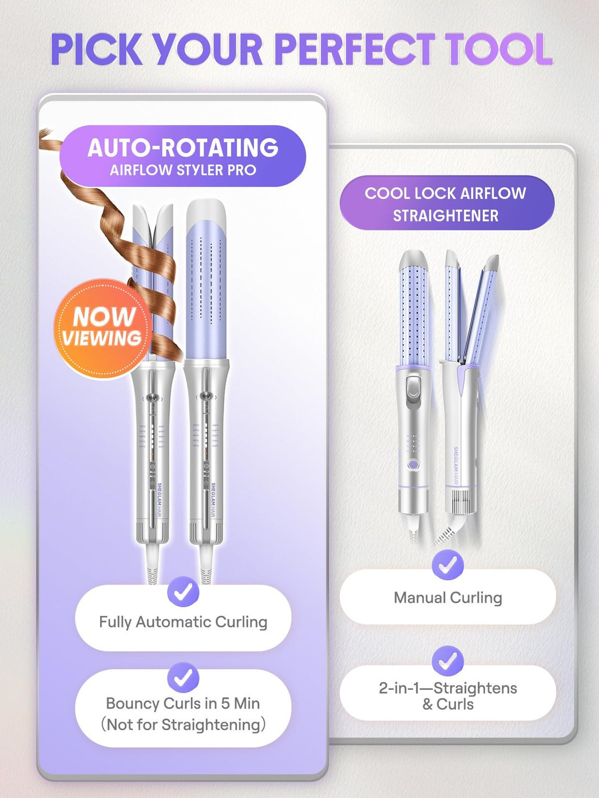 Air Curling Iron with Cool Air Technology - 1 Inch Automatic Rotating Styler