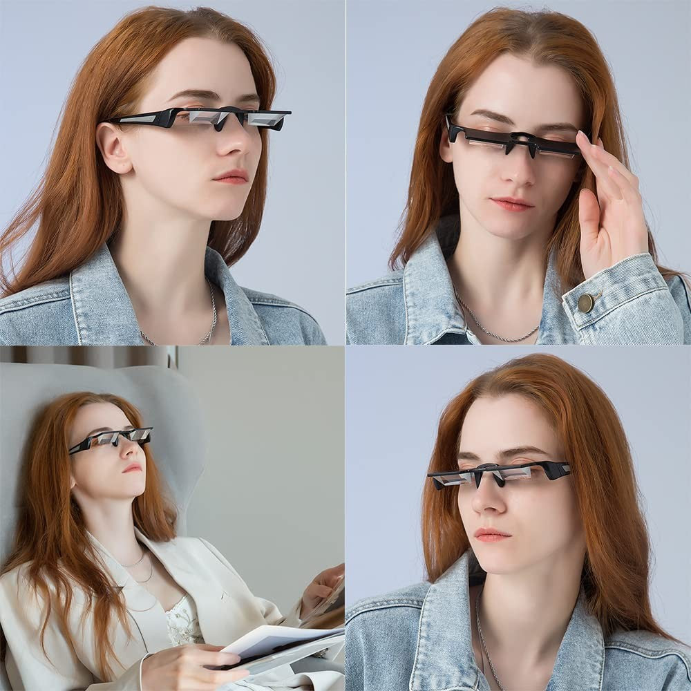 Lazy Prism Glasses for Reading & TV Viewing - Black & Clear