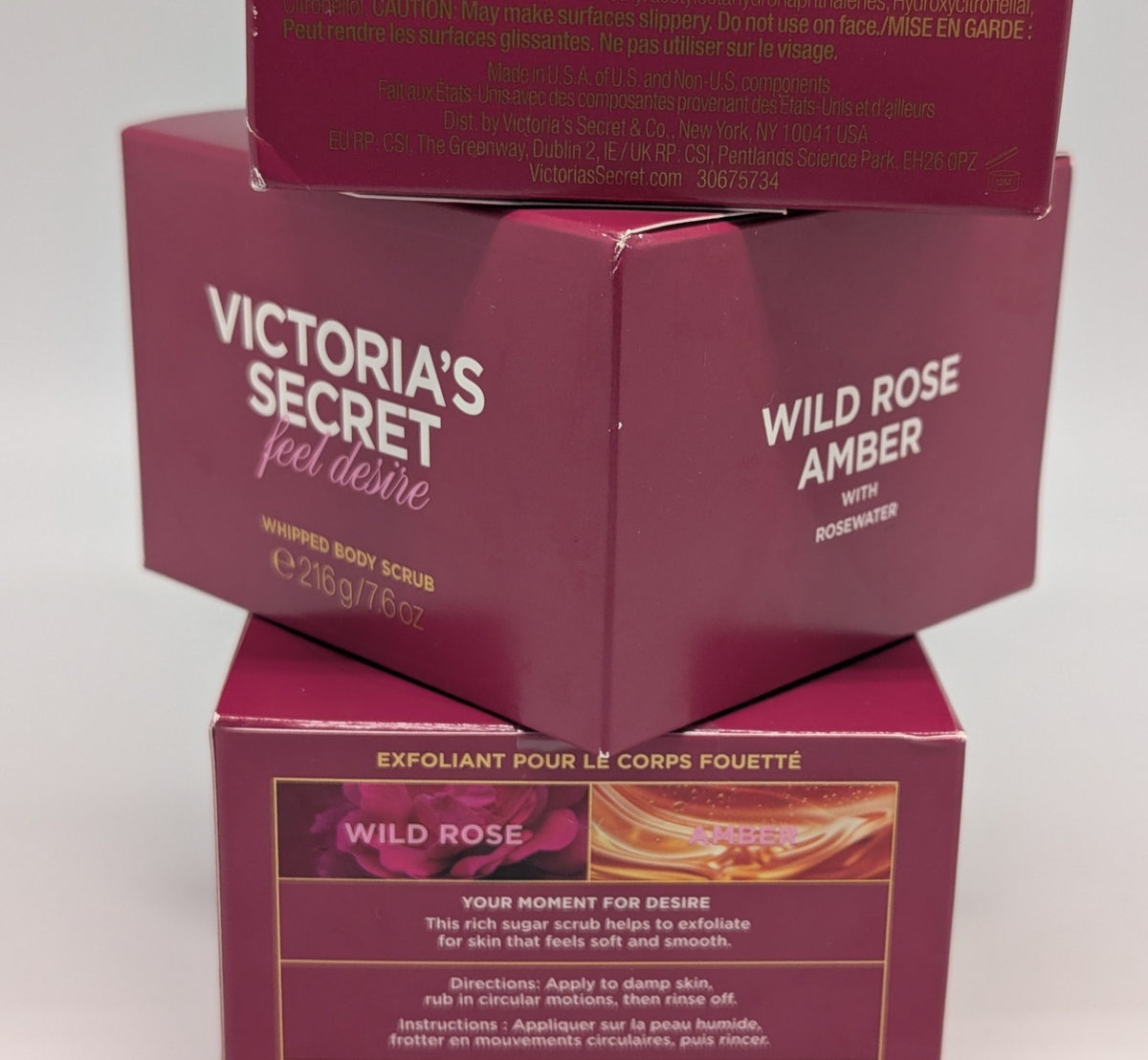 Lot of 3 Victoria's Secret Wild Rose Amber Rosewater Whipped Body