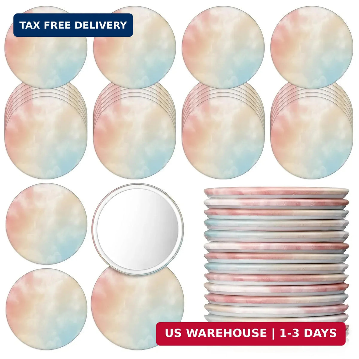 30 Pack Mini Pocket Mirrors - 2.75 Inch Pastel Compact Handheld Mirrors for Travel & Gifts