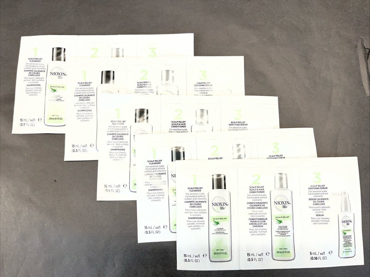 NIOXIN Scalp Relief Cleanser, Conditioner, Soothing Serum 5-Sample