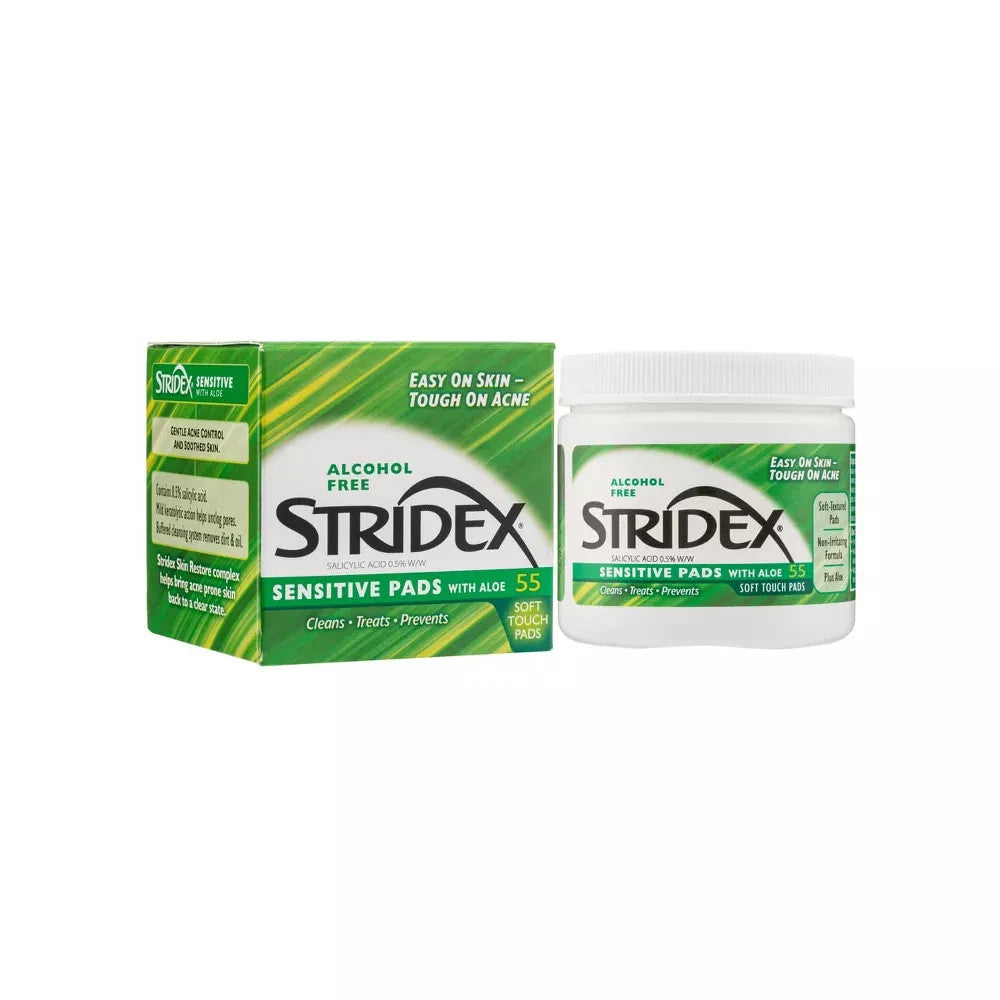 Acne Treatment Pads for Sensitive Skin - Triple Strength with Aloe, 55 Count, 12-Pack