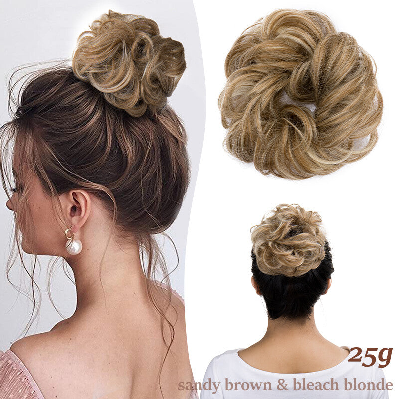 Thick Curly Messy Bun Hair Piece - Synthetic Hair Extensions for Updo & Volume