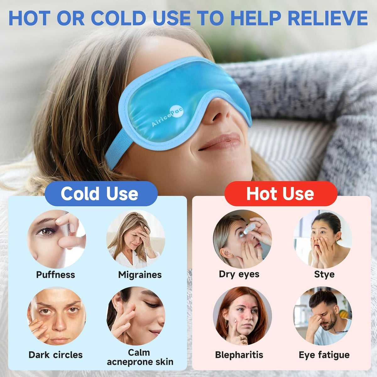 Cooling Eye Mask Gel Ice Pack for Puffy Eyes and Headache Relief