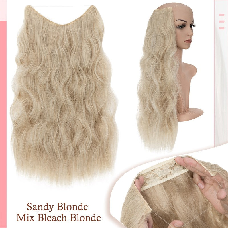 Invisible Wire Clip-In Hair Extensions with Clips & Replacement Wires - Natural & Wavy, 20/24 Inch