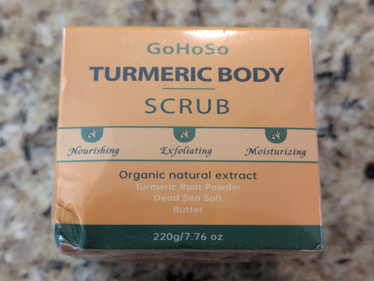 GoHoSo Turmeric Body Scrub Exfoliating Dead Sea Salt Butter 7.76 oz