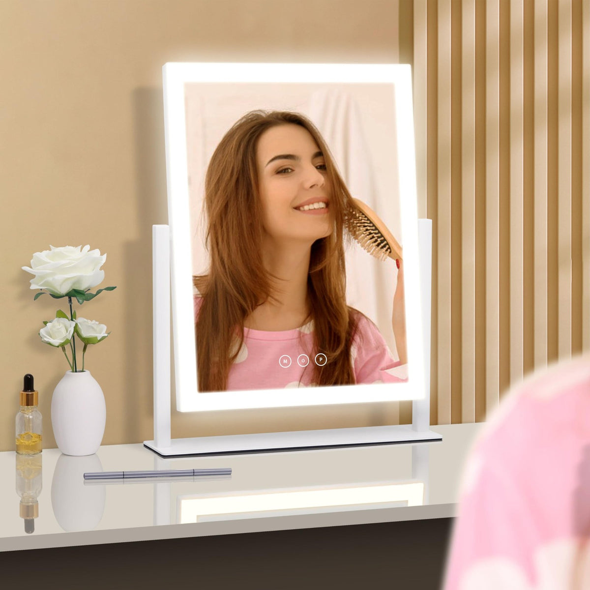 Lighted Vanity Mirror with Lights, 16.7x13.2 Inches, Dimmable & 3 Color Modes