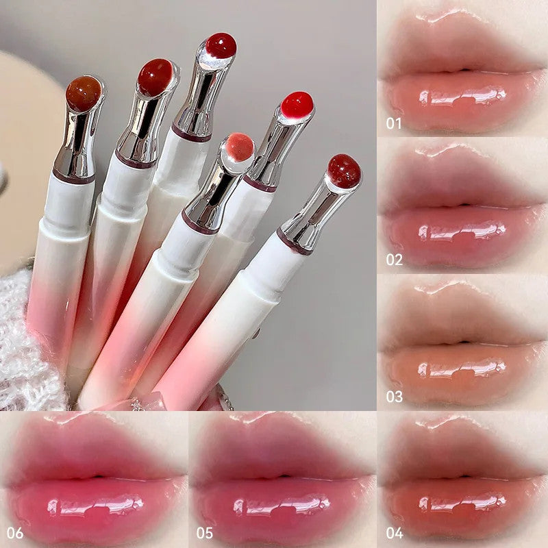 Watery Lip Gloss with Jelly Texture - Moisturizing Nude Lip Tint