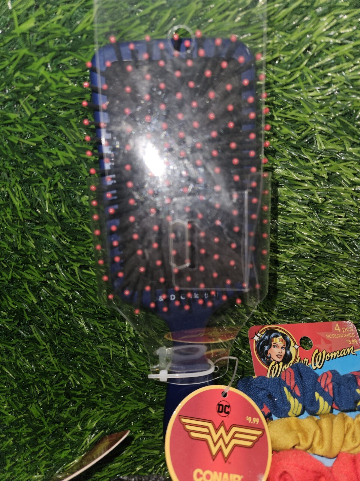 Conair Wonder Woman Hair Brush Set with 2 Scuncis & Headbands - Detangling & Styling