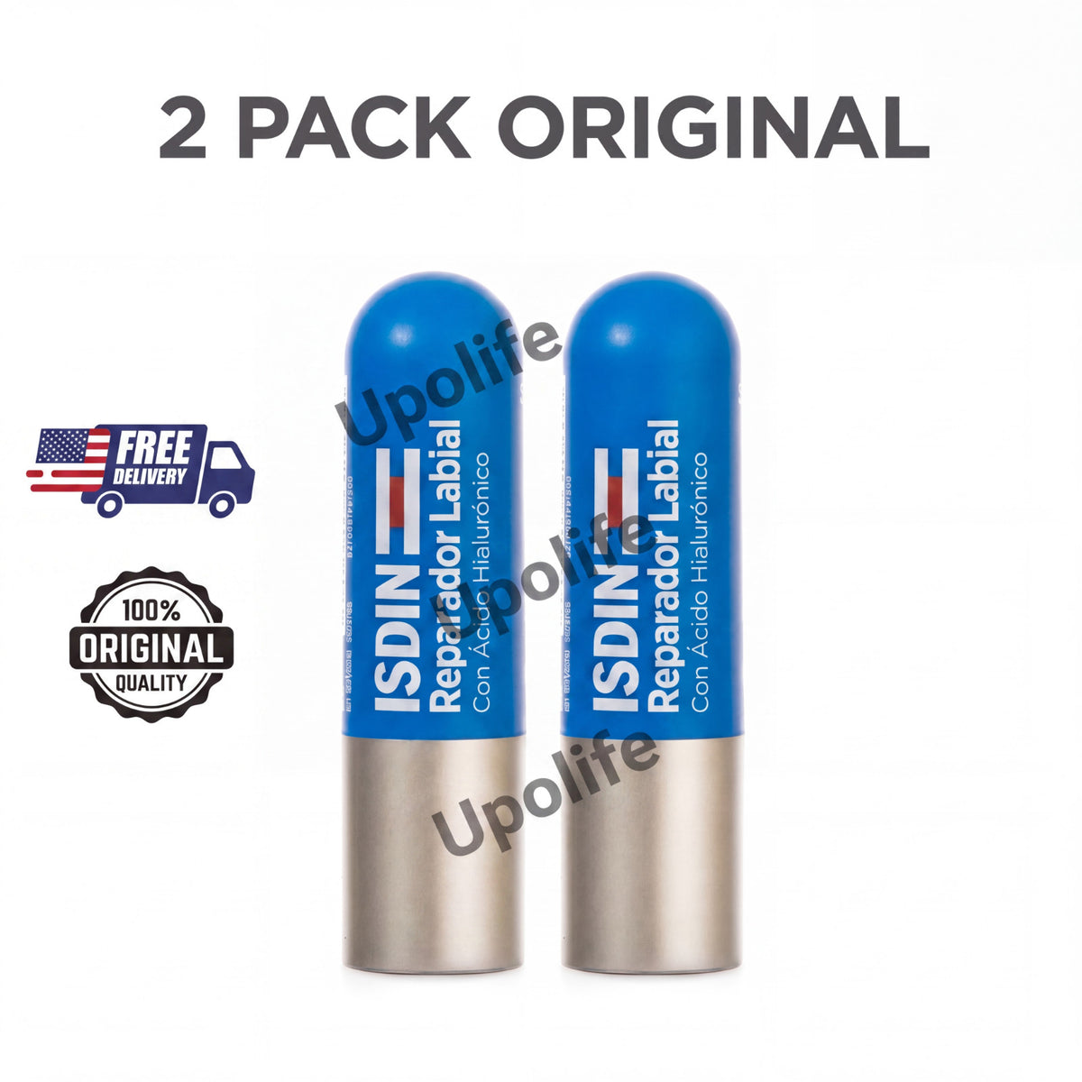 Hyaluronic Acid Lip Balm Stick 4g - 2 Pack Repair & Hydrate Lips