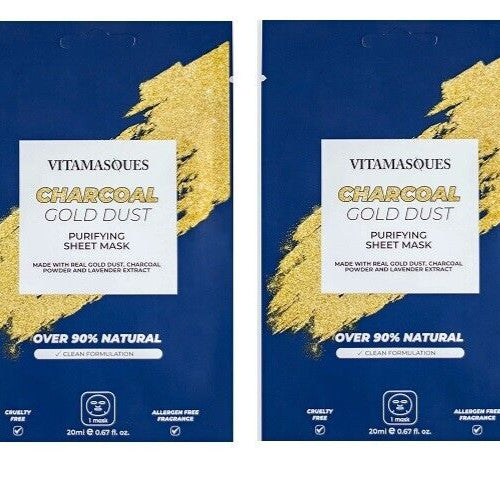 Charcoal Gold Dust Sheet Mask, 2 Count