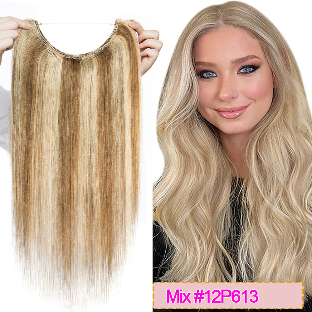 Invisible Wire Clip-In Hair Extensions - 100% Remy Human Hair, Easy to Wear