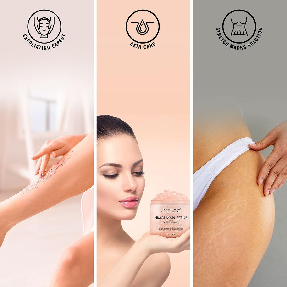 Himalayan Salt Body Scrub Lychee Oil Exfoliant 10 Oz Skin Brightening