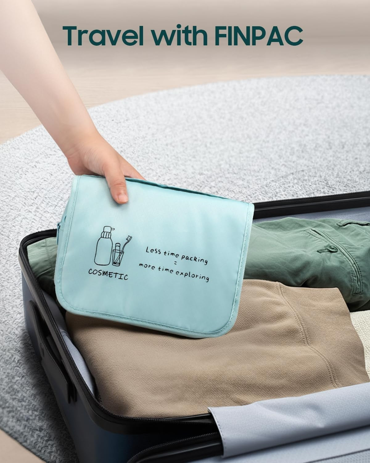 Large Capacity Hanging Toiletry Bag with Waterproof Compartments for Travel