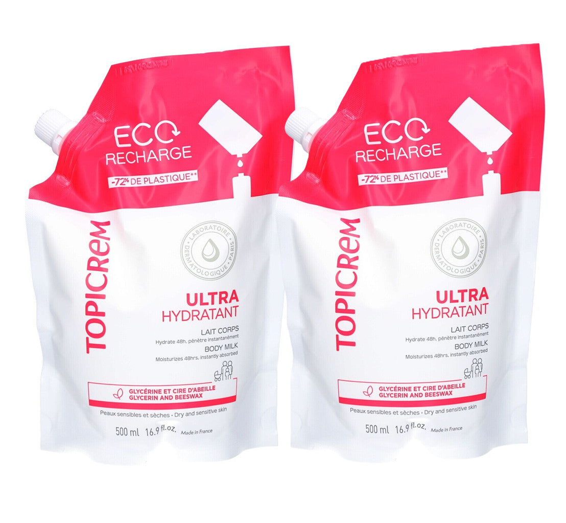 2 PACK Topicrem Ultra Moisturizing Body Milk Refill 500ml / 16.9oz