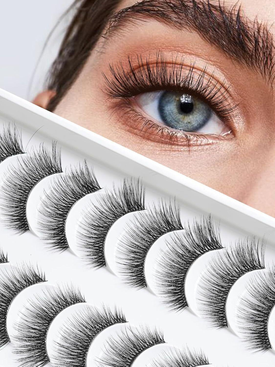 Wispy Cat Eye False Eyelashes 15mm Length Natural Fluffy Strip Lashes