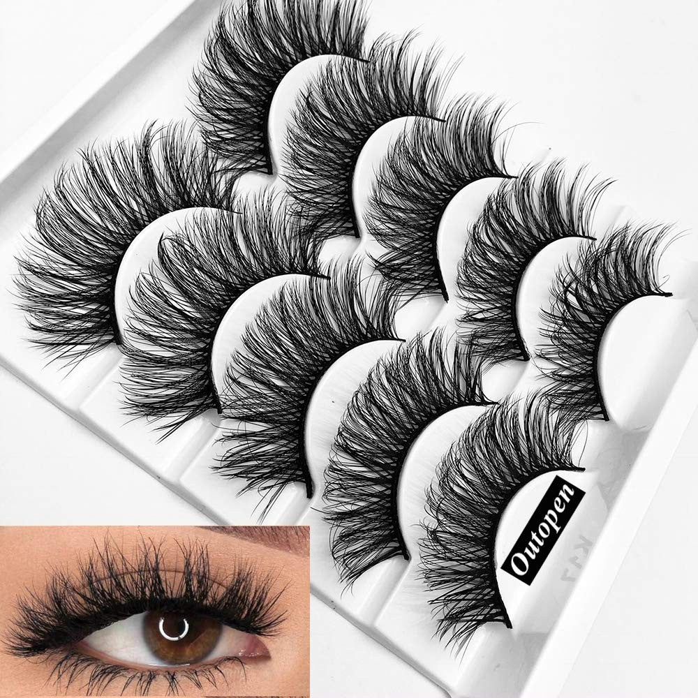 3D Mink False Eyelashes Natural Wispy 10 Pairs - Handcrafted for Glamorous Look