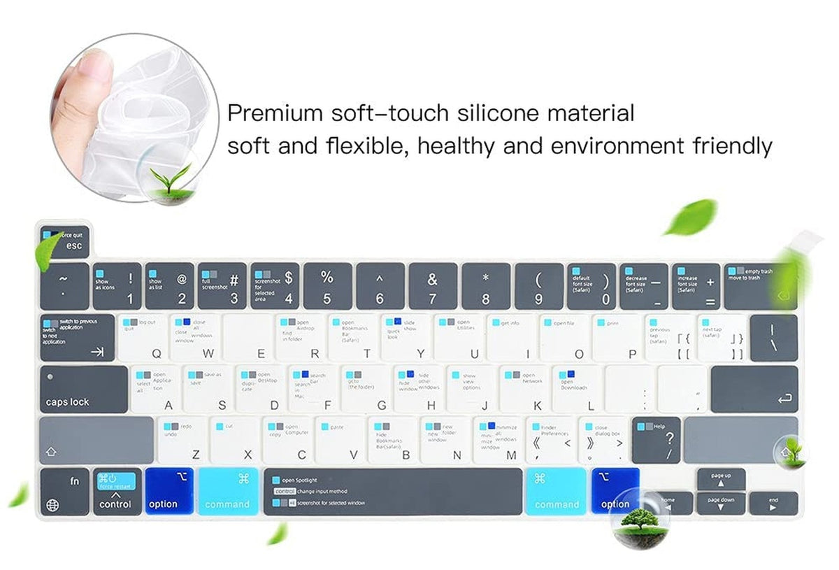 MacBook Pro 13 Keyboard Cover Skin with Shortcuts for 2024 M2 & M1 Models