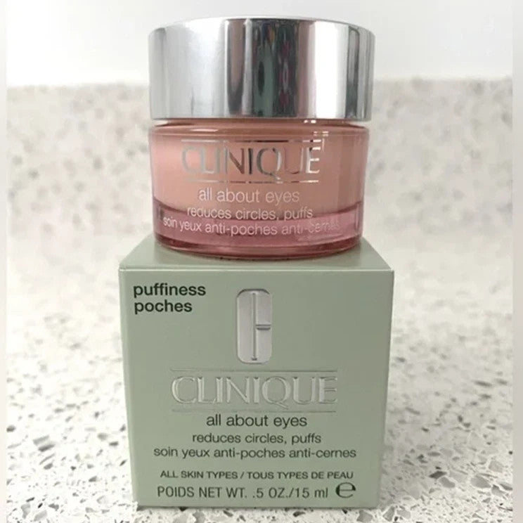 Clinique All About Eyes Eye Cream Reduce Dark Circles Puffiness 0.5 Oz