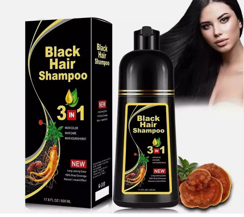 Black Hair Dye Shampoo 3-in-1 for Gray Coverage