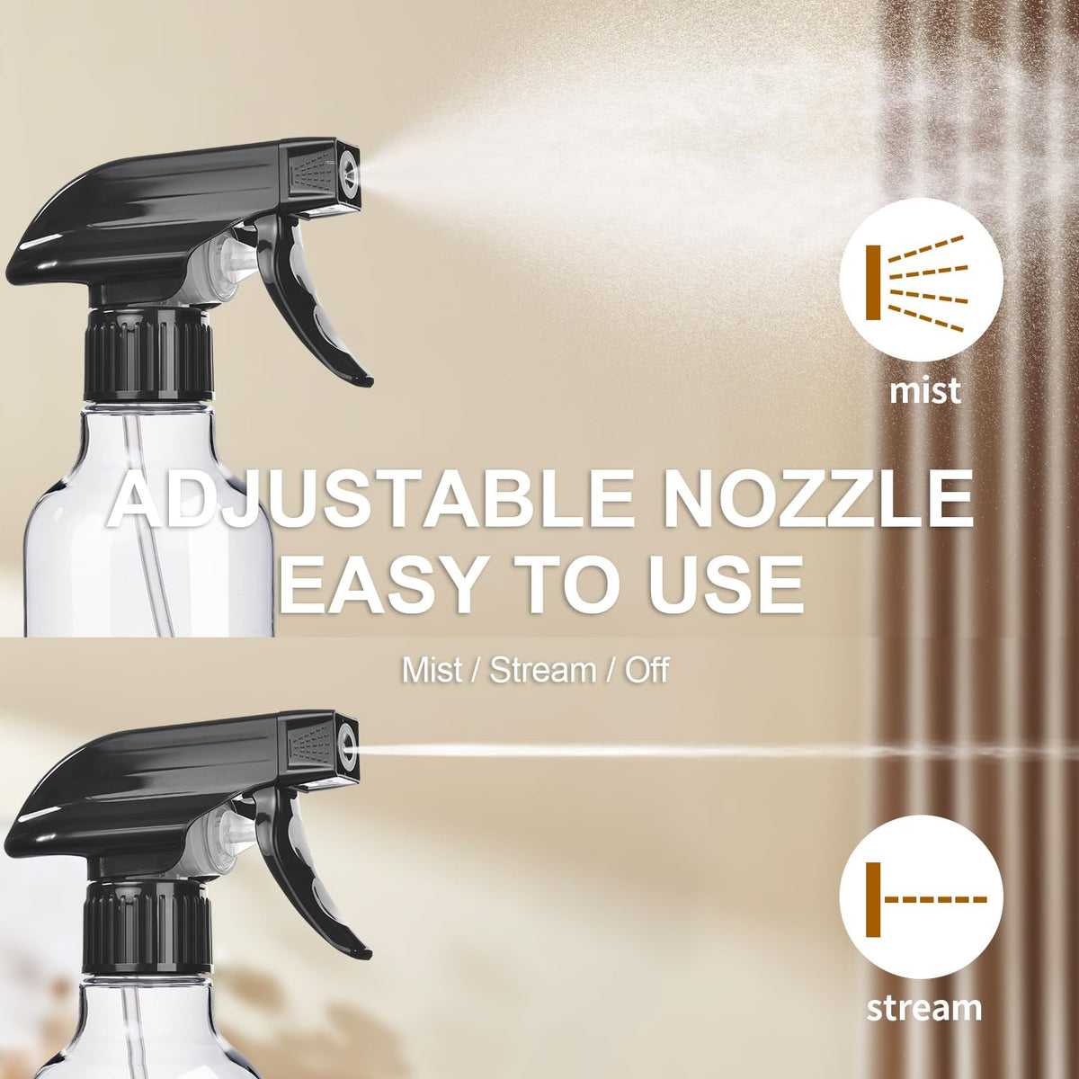 2 Pack 10oz Refillable Spray Bottles for Hair Styling & Household Use