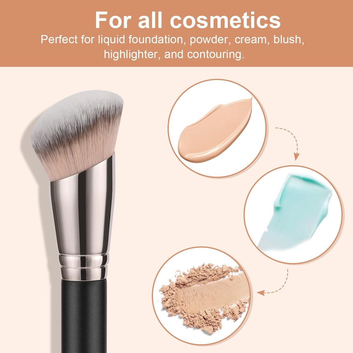 Angled Foundation Brush for Full Coverage & Seamless Makeup Application