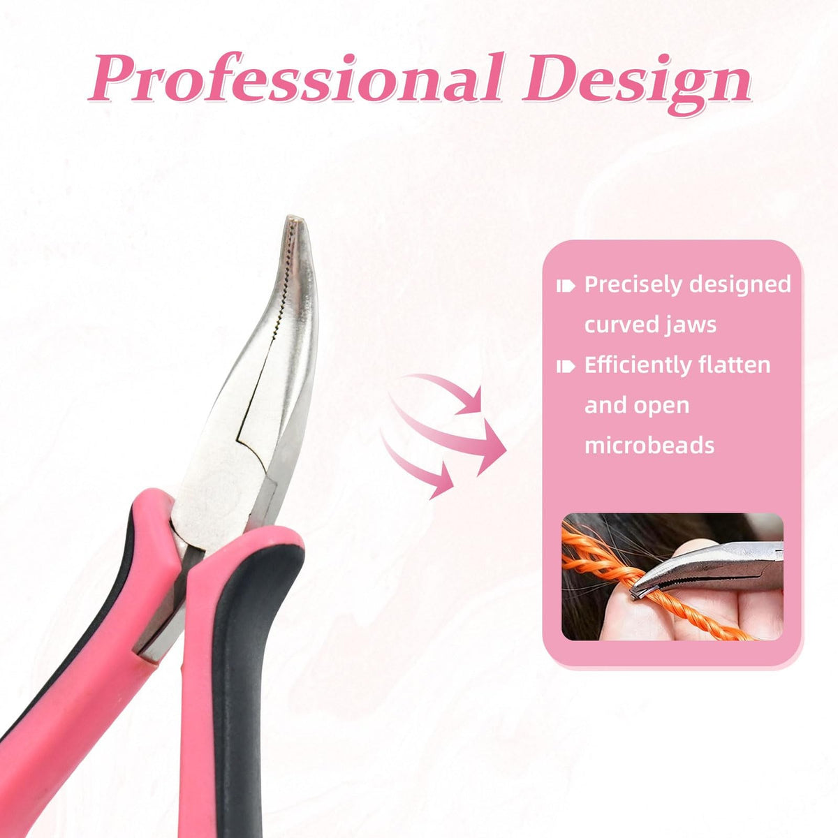 Hair Extension Pliers,3PCS Micro Link Nano Ring Tool for Pink