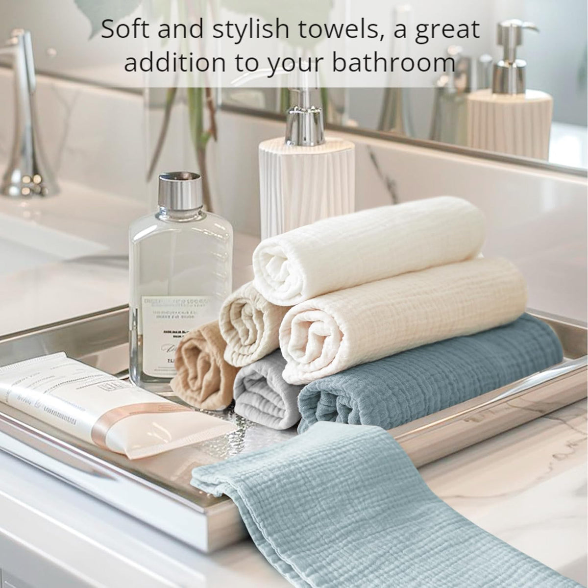 7-Pack Ultra Soft Muslin Cotton Facial Wash Cloths - Reusable & Gentle
