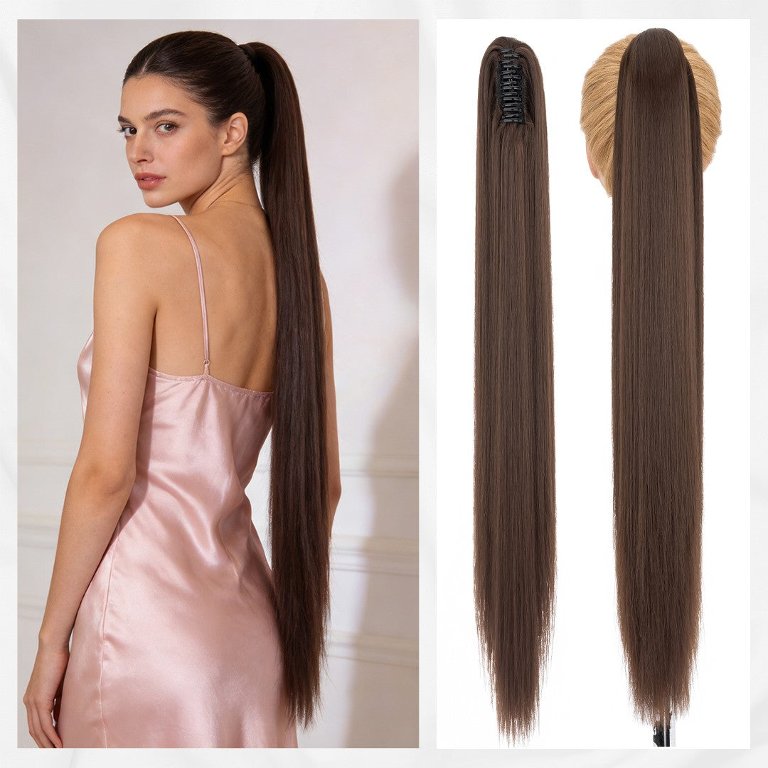30-Inch Fluffy Ponytail Hair Extension with Claw Clip - Straight & Wave Styles