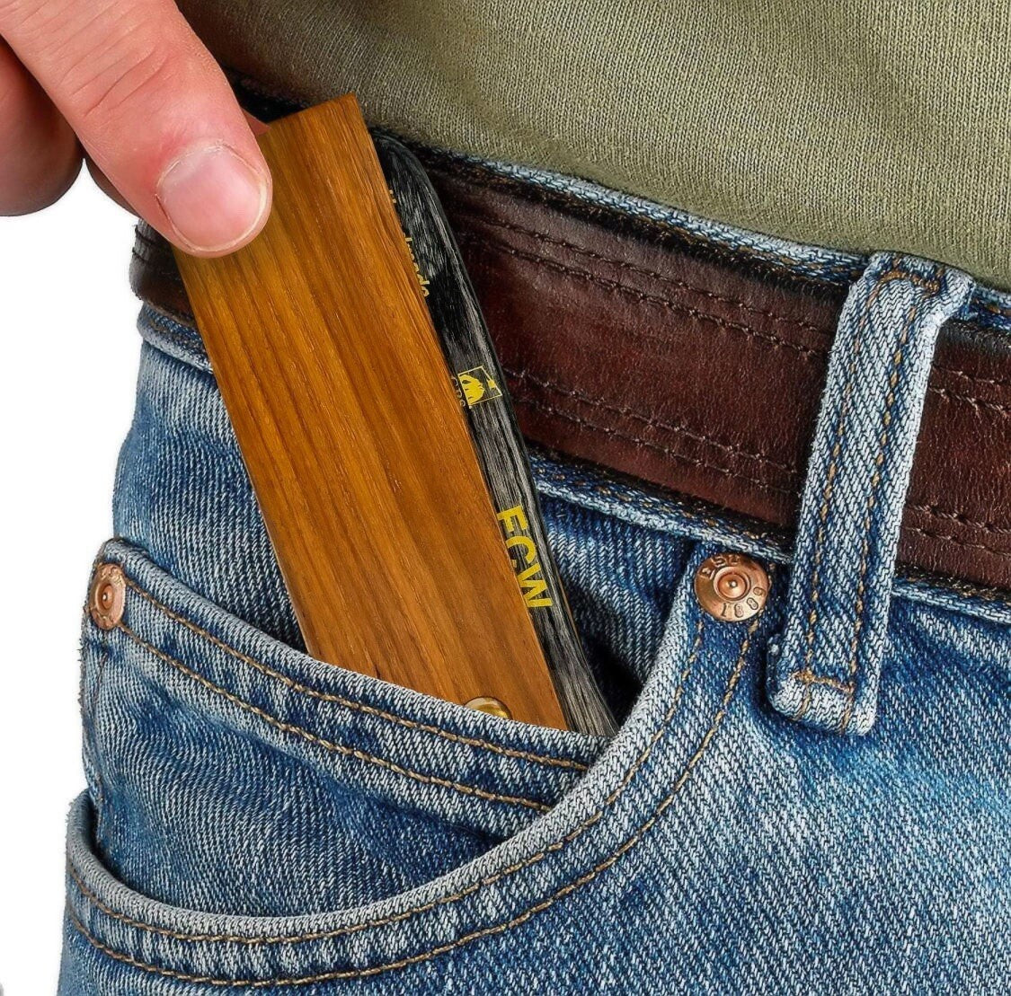 Wooden Beard Mustache Comb with Folding Travel Case - Natural Handcrafted Grooming Tool