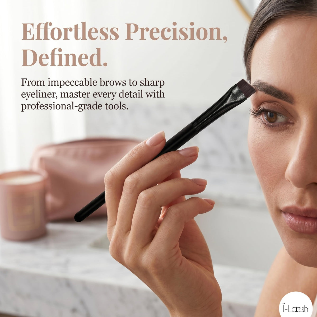 Angled Eyeliner & Brow Brush Set for Micro Strokes - Precision Eyebrow Tint & Eye Shadow Applicators