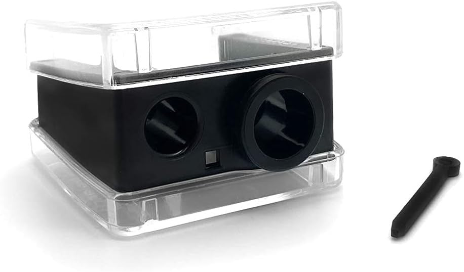 Double Barrel 3-in-1 Cosmetic Pencil Sharpener with Cover - Stainless Steel