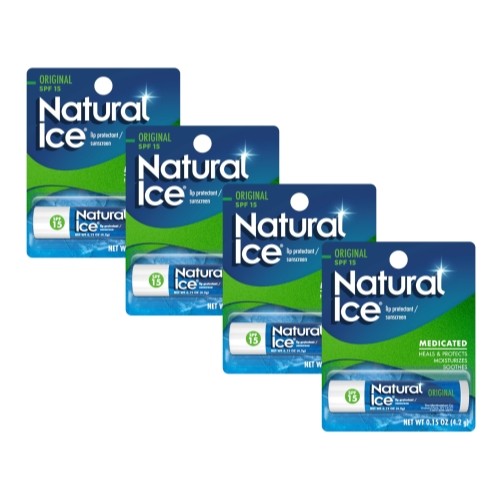 Mentholatum Natural Ice Medicated Lip Balm SPF 15, Pack of 4