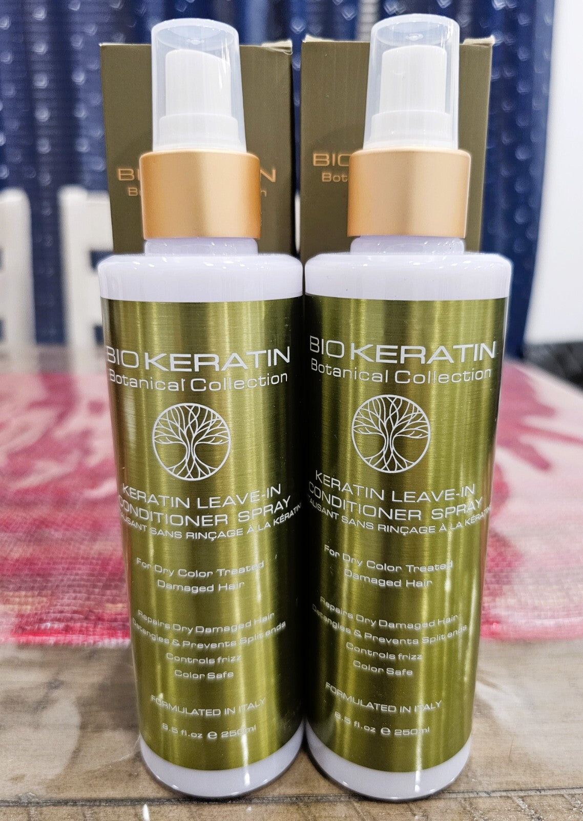 Bio Keratin Leave-In Conditioner Spray for Damaged Colored Hair Set of 2 - 17 oz