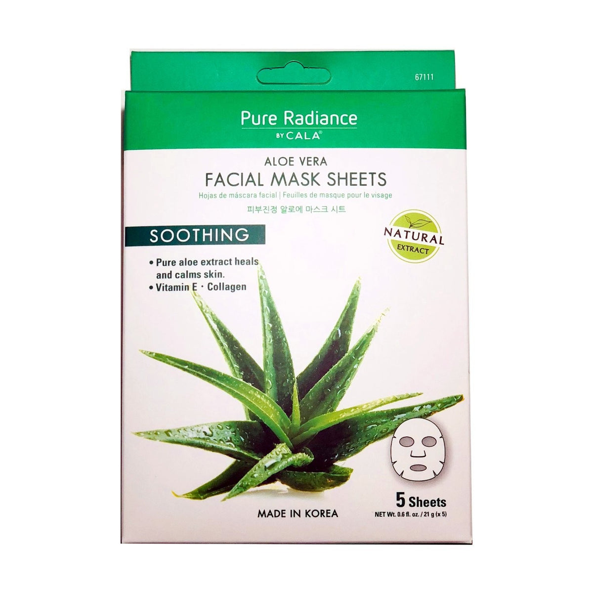 Aloe Vera Collagen Facial Mask Sheet - 5 Pack