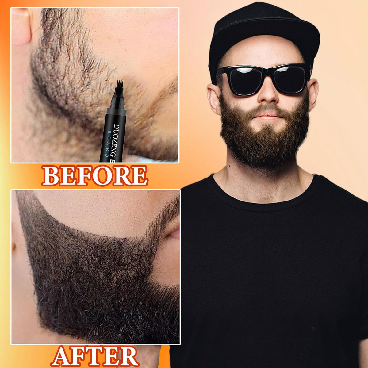 Waterproof Beard Pencil Filler for Men - Natural Finish, Long Lasting & Precise Shaping
