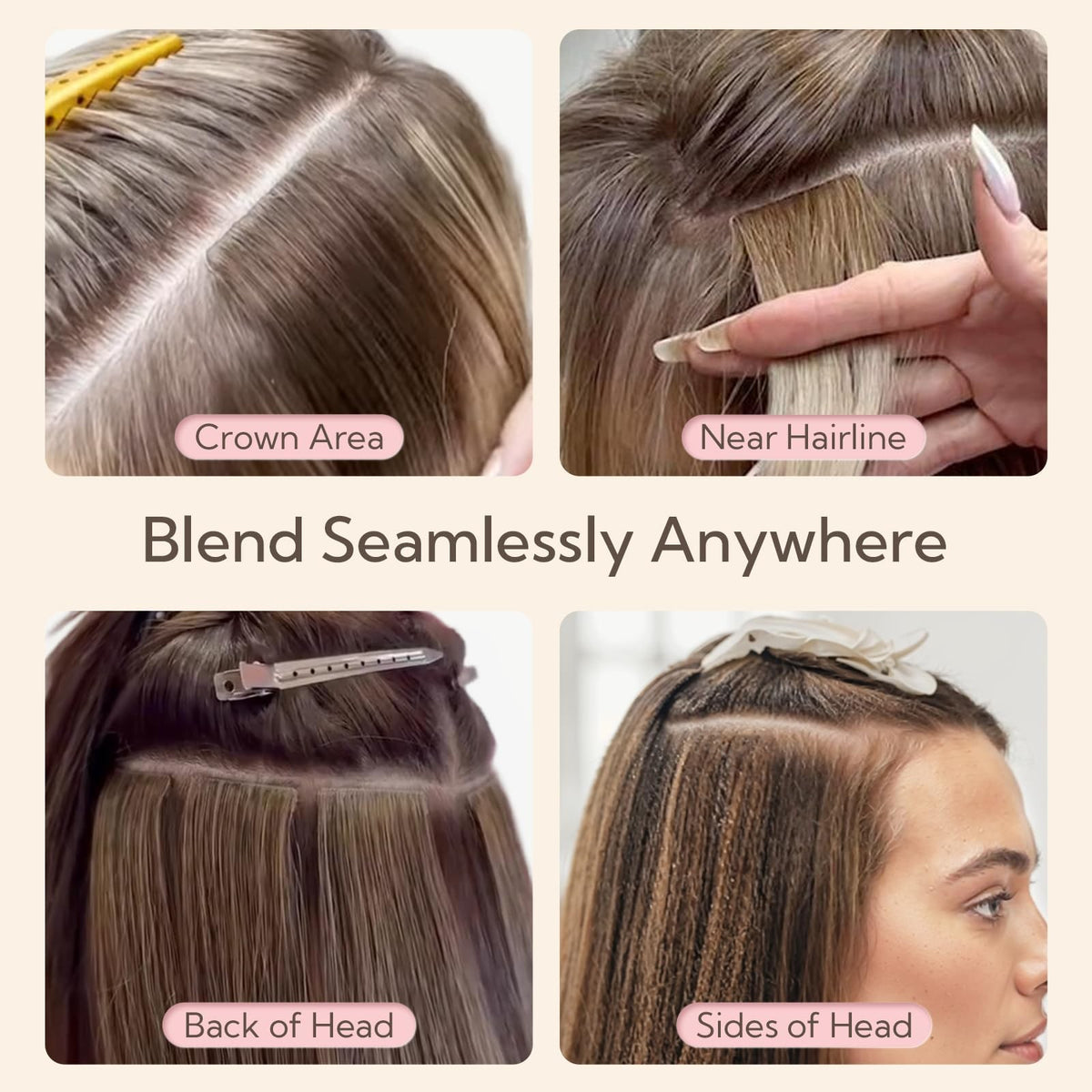 Human Hair Extensions Tape-In 16 Inch - Chocolate Brown Honey Blonde