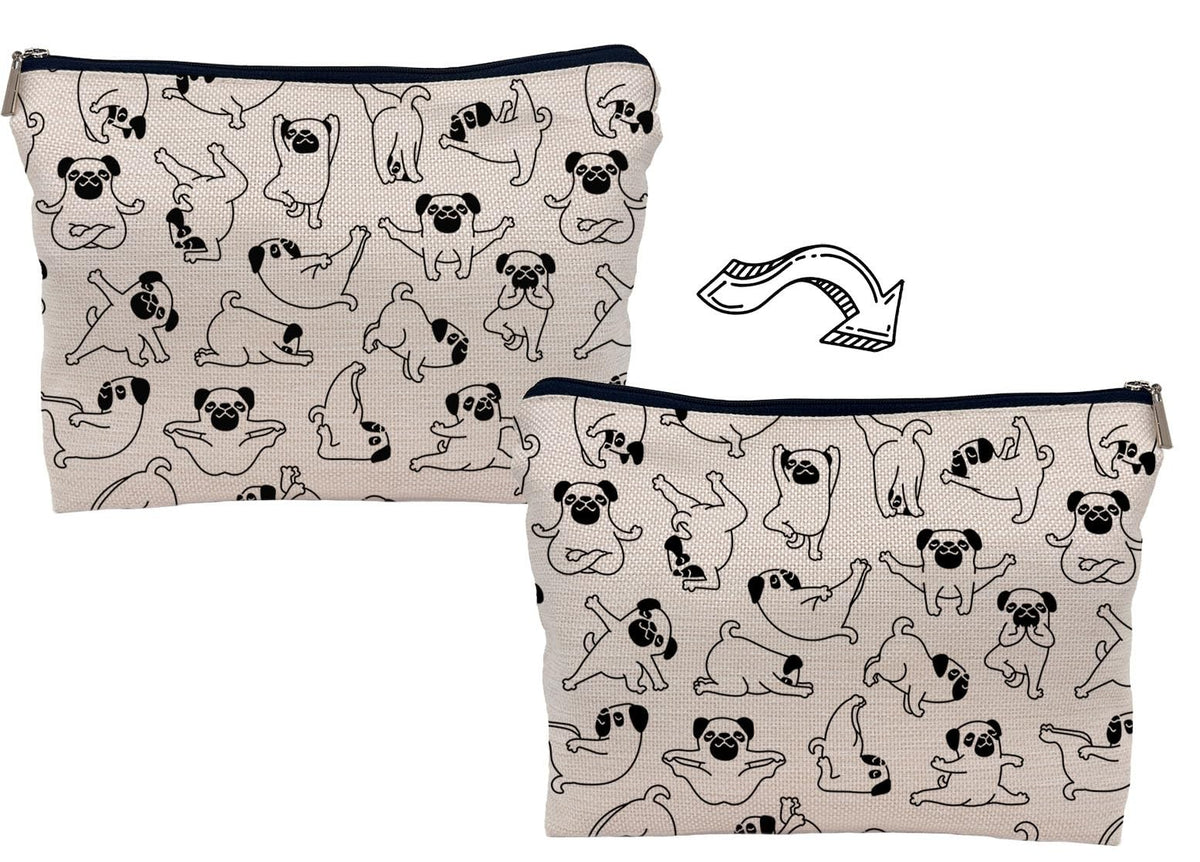 Pug Mom Cosmetic Bag - Fun Dog Lover Travel Makeup & Toiletry Pouch